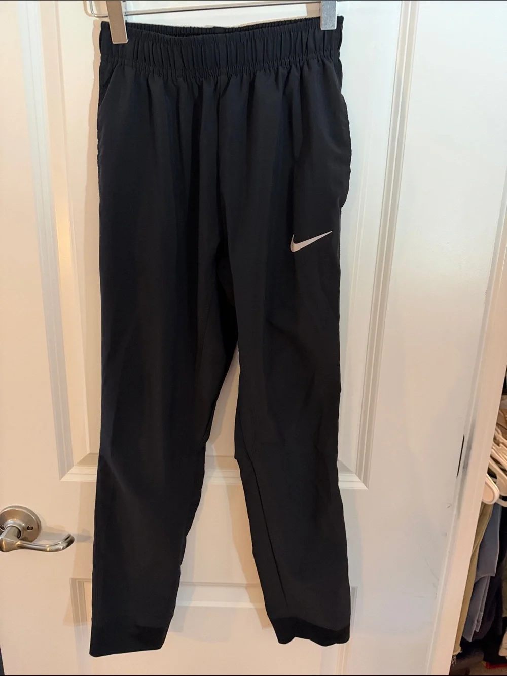 Nike Black Track Pants with White Swoosh Logo